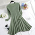 Women Long Sleeve Sweater Dress Women's Irregular Hem Casual Autumn Winter Dress Women O-neck A Line Short Mini Knitted Dresses - menochic